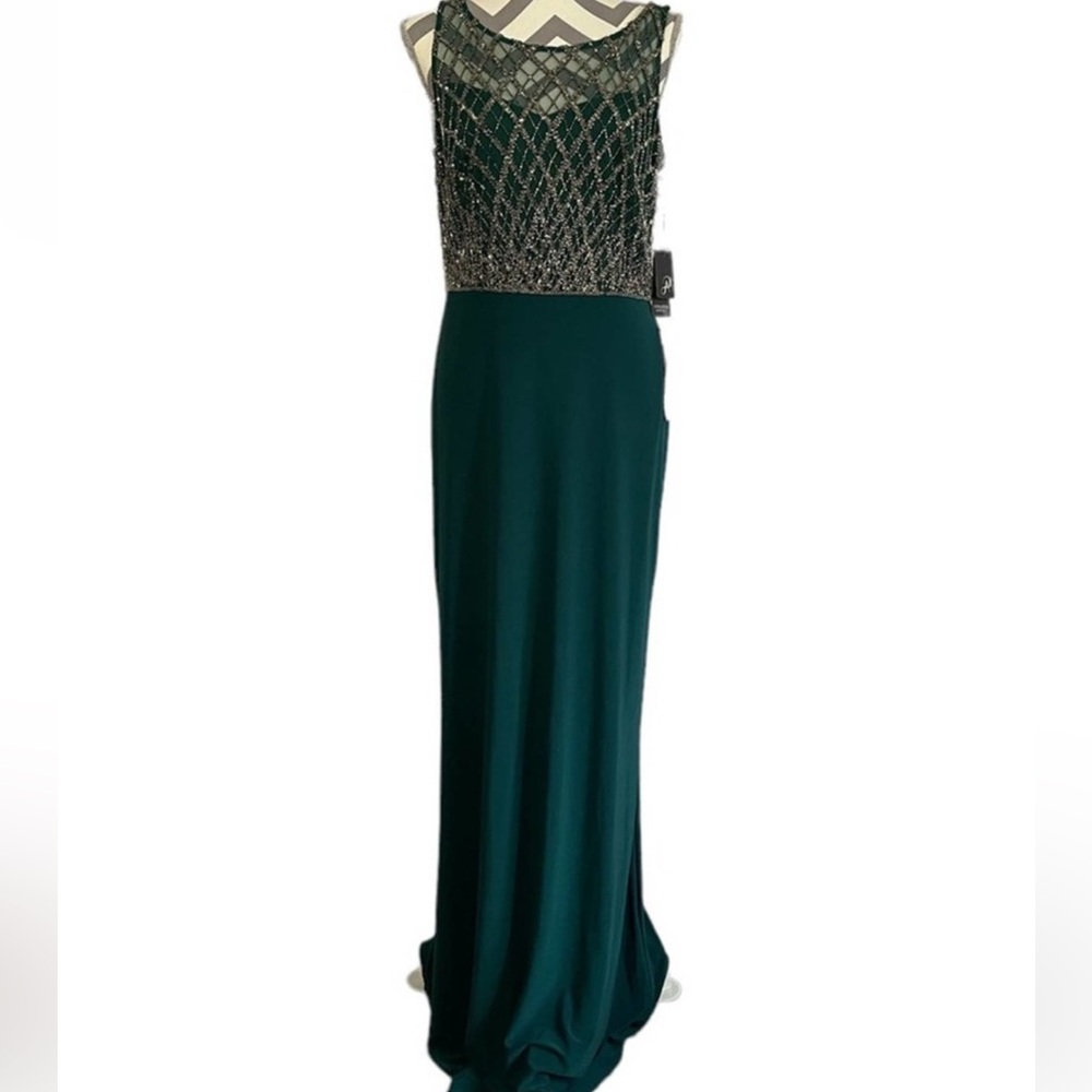 Adrianna Papell Green Maxi Dress with Embellished Bodice - Picture 2 of 6